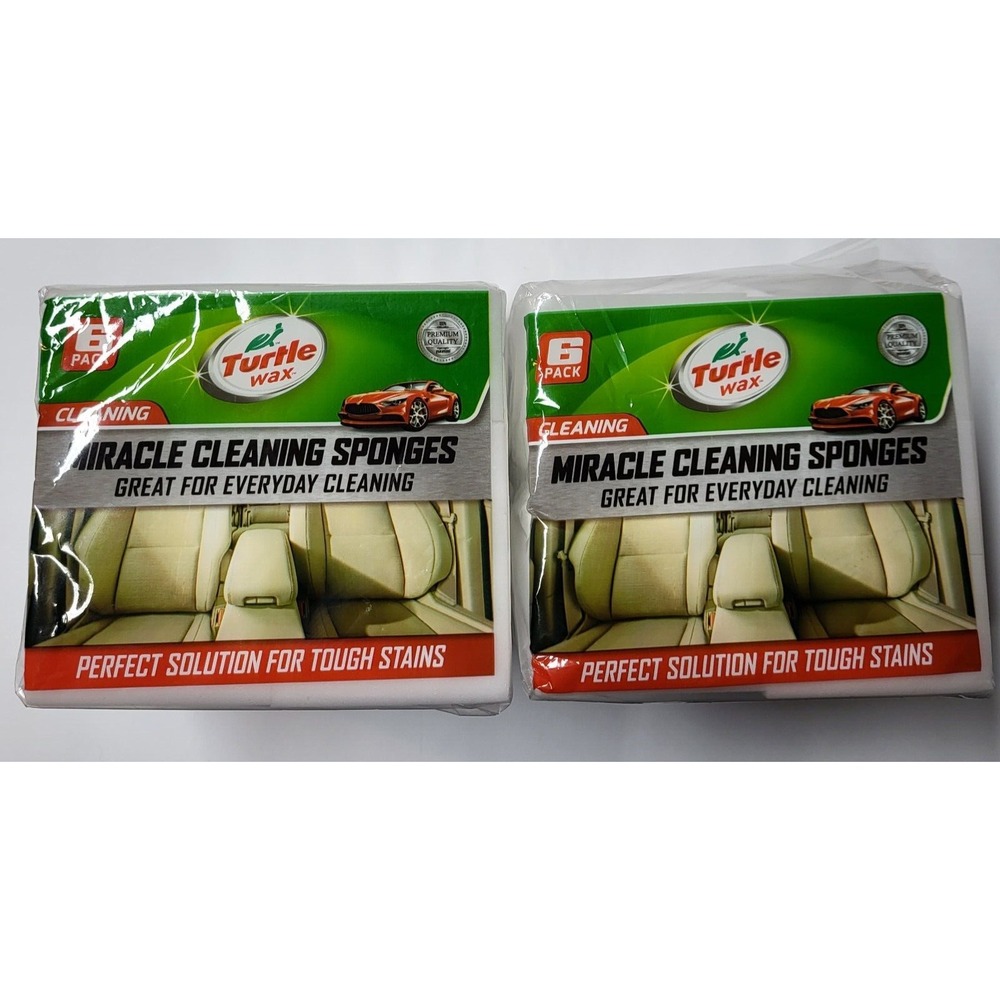 New Turtle Wax Miracle Cleaning Sponges 6 Pack Car Interior Tough Stain Lot of 2